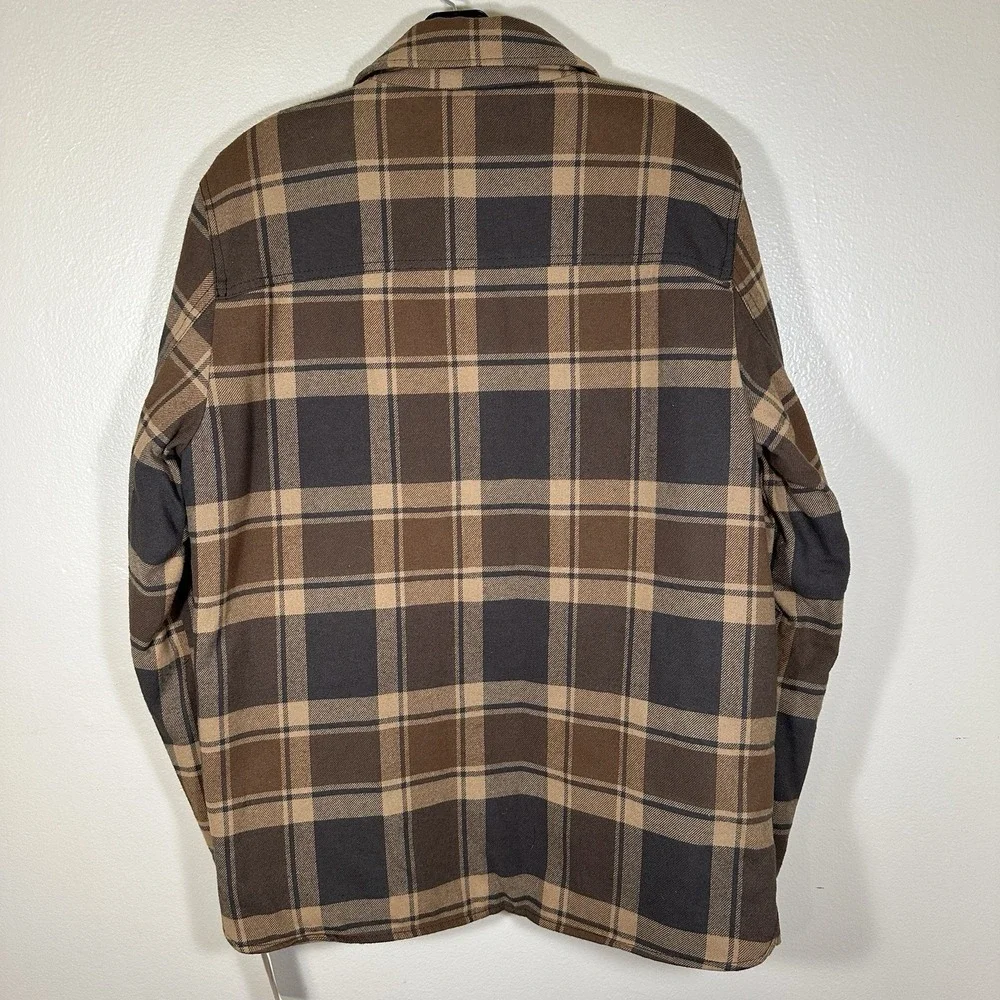 Levi's Quilted Lined Snap Flannel Shacket Adult Small Brown Beige‎ Plaid Jacket